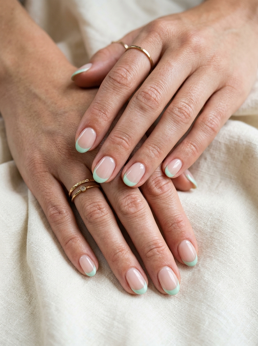 Mint French Nails